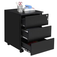 SONGMICS Rollcontainer schwarz 3 Auszüge 39,0 x 45,0...