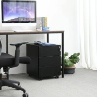 SONGMICS Rollcontainer schwarz 3 Auszüge 39,0 x 45,0 x 55,0 cm