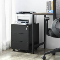 SONGMICS Rollcontainer schwarz 3 Auszüge 39,0 x 45,0 x 55,0 cm