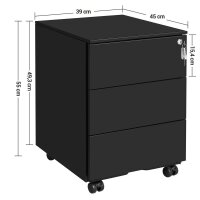 SONGMICS Rollcontainer schwarz 3 Auszüge 39,0 x 45,0 x 55,0 cm