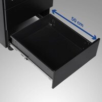 SONGMICS Rollcontainer schwarz 3 Auszüge 39,0 x 45,0 x 55,0 cm