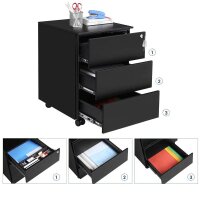 SONGMICS Rollcontainer schwarz 3 Auszüge 39,0 x 45,0 x 55,0 cm