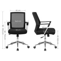 SONGMICS Bürostuhl, OBN83B Stoff schwarz, Gestell chrom