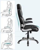 SONGMICS Bürostuhl, OBG65BK Kunstleder schwarz, Gestell silber