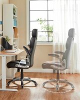 SONGMICS Bürostuhl, OBG65BK Kunstleder schwarz, Gestell silber