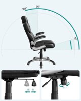 SONGMICS Bürostuhl, OBG65BK Kunstleder schwarz, Gestell silber
