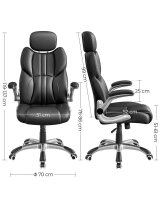 SONGMICS Bürostuhl, OBG65BK Kunstleder schwarz, Gestell silber