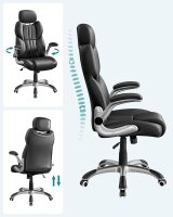 SONGMICS Bürostuhl, OBG65BK Kunstleder schwarz, Gestell silber