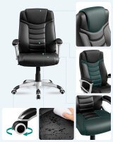 SONGMICS Chefsessel, OBG21B Kunstleder schwarz, Gestell