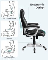 SONGMICS Chefsessel, OBG21B Kunstleder schwarz, Gestell