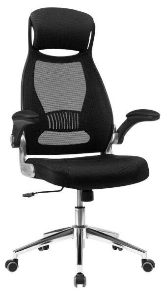 SONGMICS Bürostuhl, OBN86BK Stoff schwarz, Gestell silber