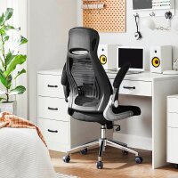 SONGMICS Bürostuhl, OBN86BK Stoff schwarz, Gestell silber