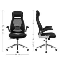 SONGMICS Bürostuhl, OBN86BK Stoff schwarz, Gestell silber