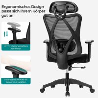 SONGMICS Bürostuhl, OBN063B01 Stoff schwarz, Gestell schwarz
