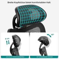 SONGMICS Bürostuhl, OBN063B01 Stoff schwarz, Gestell schwarz