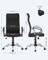 SONGMICS Bürostuhl, OBN034B01 Stoff schwarz, Gestell silber