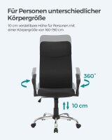 SONGMICS Bürostuhl, OBN034B01 Stoff schwarz, Gestell silber