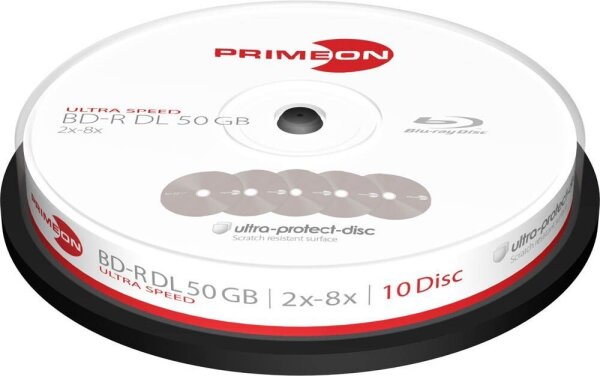 PRIMEON Blu-ray BD-R 50 GB Double Layer, 10 St.