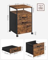 VASAGLE Rollcontainer braun 2 Auszüge 42,0 x 44,0 x 66,5 cm