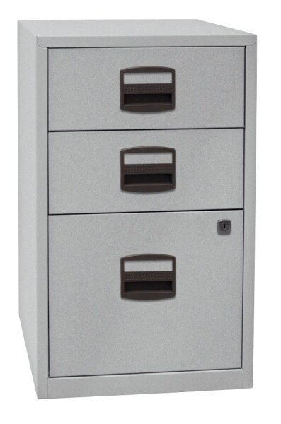 BISLEY Home Standcontainer silber 3 Auszüge Kunststoff-Muldengriff schwarz 41,3 x 40,0 x 67,2 cm