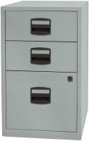 BISLEY Home Standcontainer silber 3 Auszüge Kunststoff-Muldengriff schwarz 41,3 x 40,0 x 67,2 cm