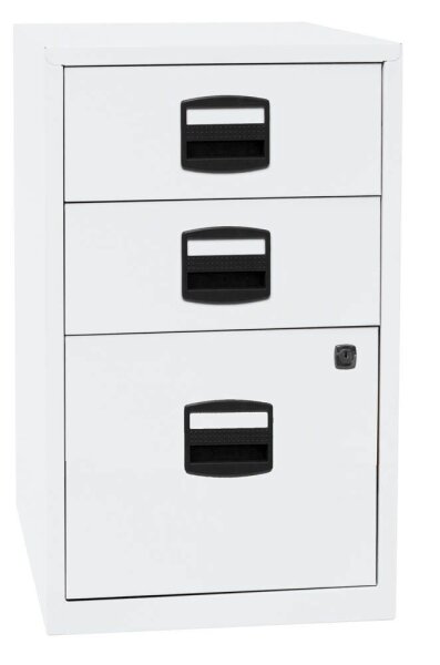 BISLEY Home Standcontainer verkehrsweiß 3 Auszüge Kunststoff-Muldengriff schwarz 41,3 x 40,0 x 67,2 cm