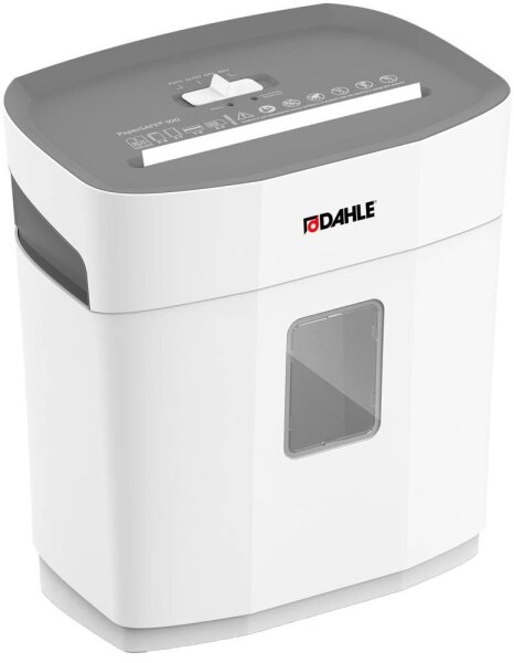 DAHLE PaperSAFE 100 Aktenvernichter mit Partikelschnitt P-4, 5 x 18 mm, bis 5 Blatt, lichtgrau