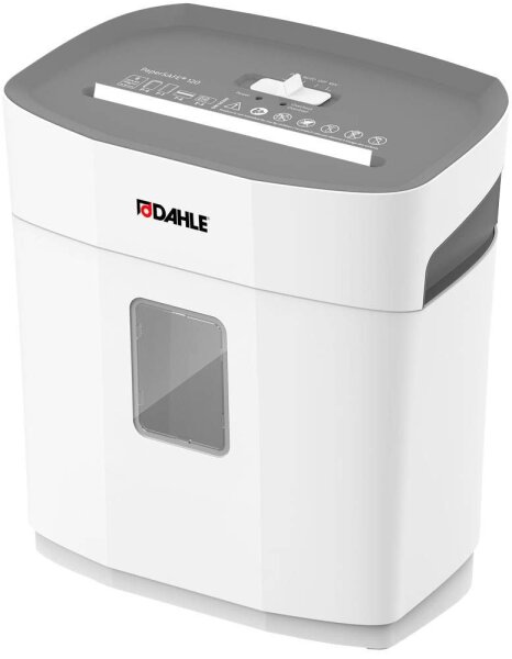 DAHLE PaperSAFE 120 Aktenvernichter mit Partikelschnitt P-4, 5 x 18 mm, bis 8 Blatt, lichtgrau