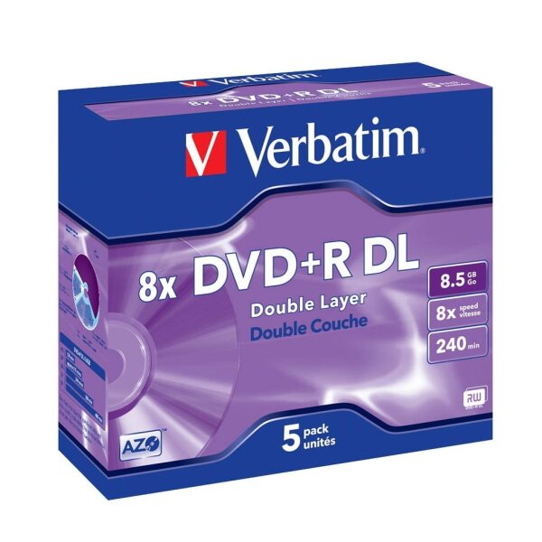 verbatim DVD+R 8,5 GB Double Layer, 5 St.