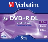 verbatim DVD+R 8,5 GB Double Layer, 5 St.
