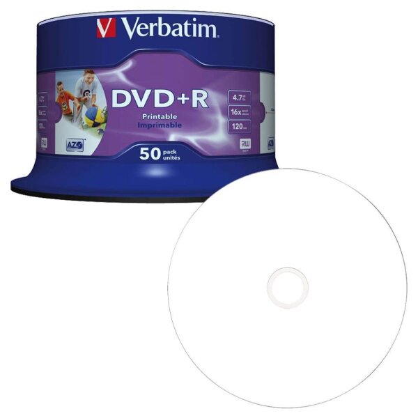 verbatim DVD+R 4,7 GB bedruckbar, 50 St.