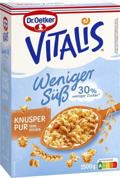 Dr. Oetker Vitalis Knusper Pur weniger süß Müsli 1,5 kg, 1 St.