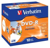 verbatim DVD-R 4,7 GB bedruckbar, 10 St.