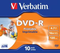 verbatim DVD-R 4,7 GB bedruckbar, 10 St.