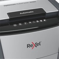 Rexel Optimum AutoFeed+ 225M Aktenvernichter mit Partikelschnitt P-5, 2 x 15 mm, bis 225 Blatt, schwarz