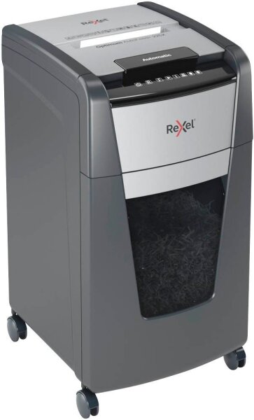 Rexel Optimum AutoFeed+ 225X Aktenvernichter mit Partikelschnitt P-4, 4 x 26 mm, bis 225 Blatt, schwarz