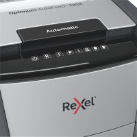 Rexel Optimum AutoFeed+ 225X Aktenvernichter mit Partikelschnitt P-4, 4 x 26 mm, bis 225 Blatt, schwarz