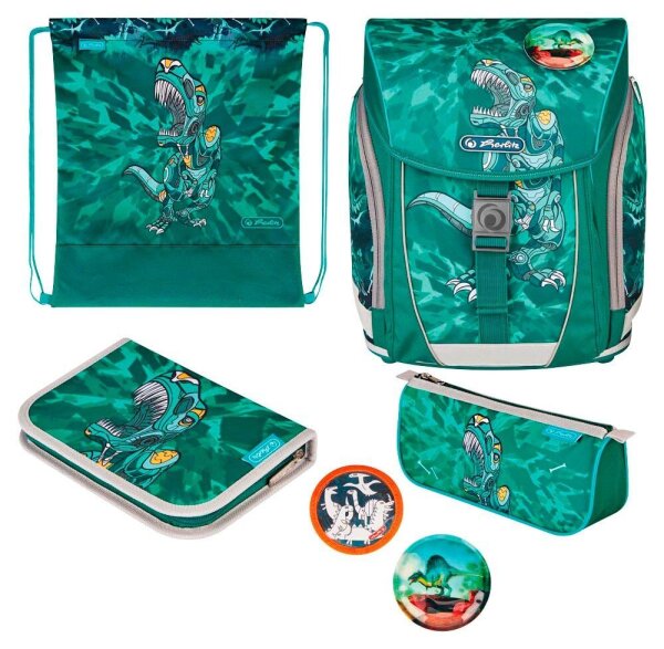 herlitz Schulranzen-Set FiloLight Plus Heavy Metal Kunstfaser grün