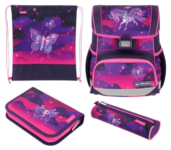 herlitz Schulranzen-Set Loop Plus Magic Unicorn Kunstfaser lila