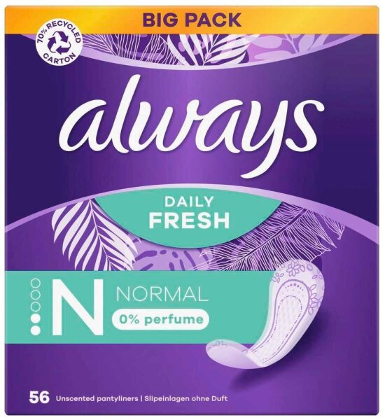 always Slipeinlagen Daily Fresh Normal, 56 St.