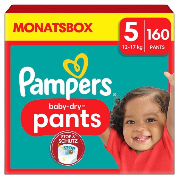 Pampers® Windeln baby-dry™ Monatsbox Gr. 5 (12-17 kg) für Babys und Kleinkinder, 160 St.