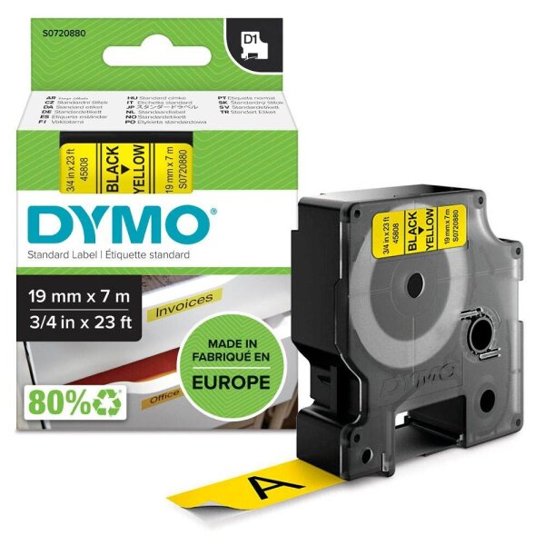 DYMO Schriftband D1 S0720880, 19 mm, schwarz auf gelb, 1 St.