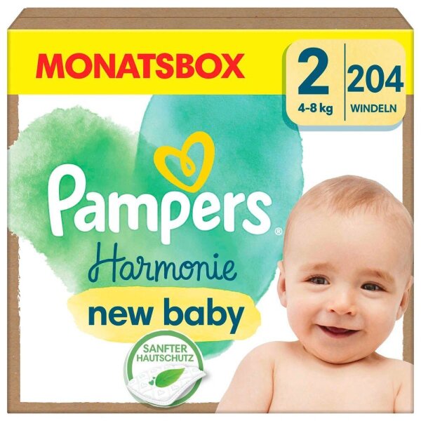 Pampers® Windeln Harmonie™ Gr. 2 (4-8 kg) für Neugeborene, 204 St.