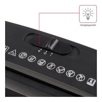 hama Mini S6 Aktenvernichter mit Streifenschnitt P-1, 8 mm, bis 6 Blatt, schwarz