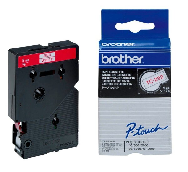 brother Schriftband TC-292 TC292, 9 mm, rot auf weiß, 1 St.