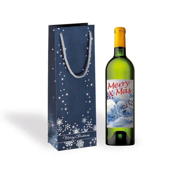 3 SIGEL Geschenktüten für Flaschen Silver Snowflakes Motiv 12,5 x 36,0 cm