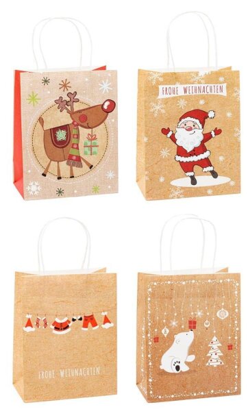 12 TSI Geschenktüten Weihnachten Kraftpapier Serie 1 Motiv sortiert 18,0 x 23,0