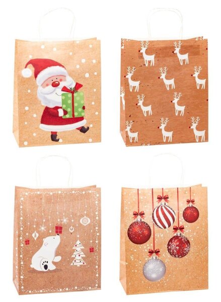 12 TSI Geschenktüten Weihnachten Papier Serie 3 Motiv sortiert 26,0 x 32,0 cm