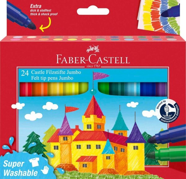 FABER-CASTELL Jumbo Super Washable Filzstifte farbsortiert, 24 St.