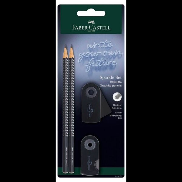 FABER-CASTELL Grip Sparkle Bleistift-Set B schwarz, 1 Set